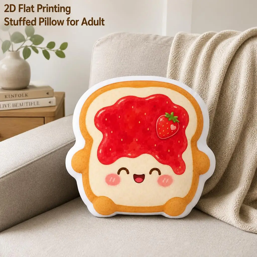Strawberry Jam Toast Plush Pillow Cushion Irregular Stuffed Throw Pillow Home Decor Gift Sofa Bed Home