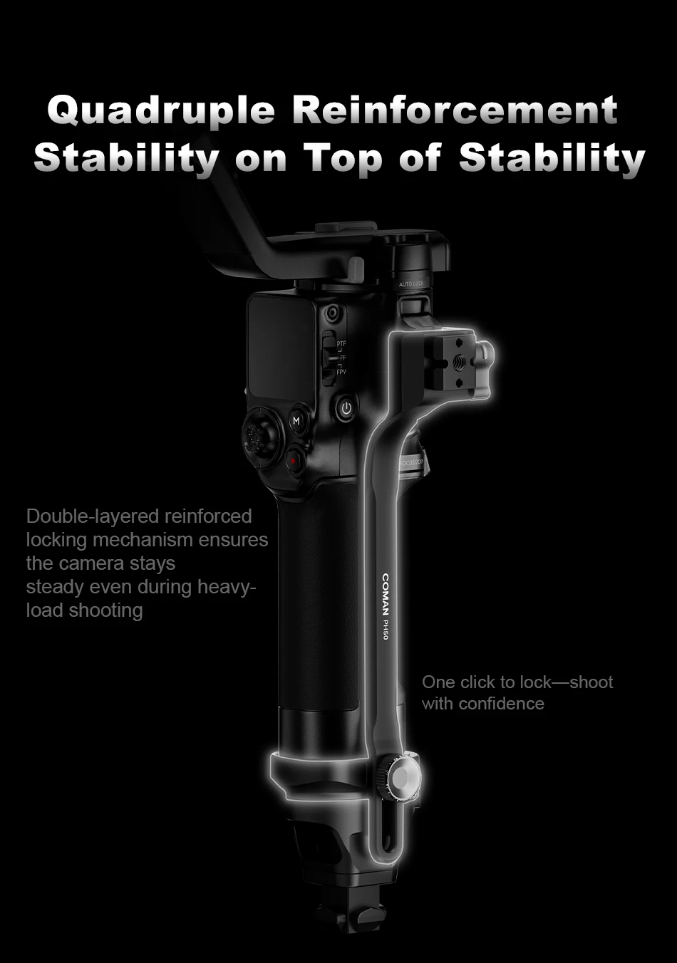 COMAN PH50 DJI Gimbal-Verstärkungsstabilisator Sicherheitsverbindungsset für DJI RS3 Pro RS4 Pro RS5 Stativ Einbeinstativ Zubehör – Detail 3