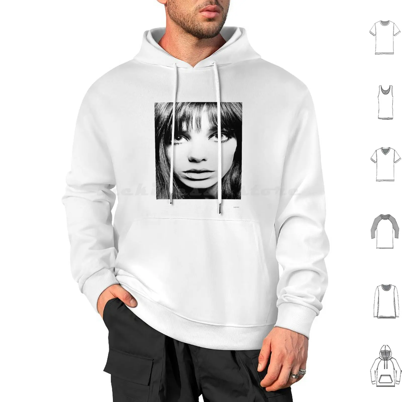 Hoodie cotton Long Sleeve Serge Gainsbourg Jane Model Fashion Muse Love Story Selfie