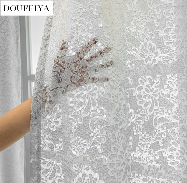 Custom Size Decor Grey Jacquard Openwork Fabric—translucent But Opaque Lets Light in While Ensuring Privacy Window Fashion