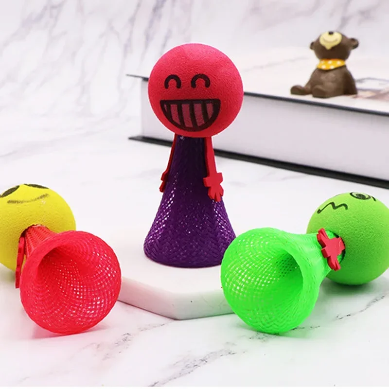 Muñeca saltarina para niños, juego educativo de pelota de rebote, expresiones de empuje y descenso, regalos para niños, 5 unids/lote por paquete