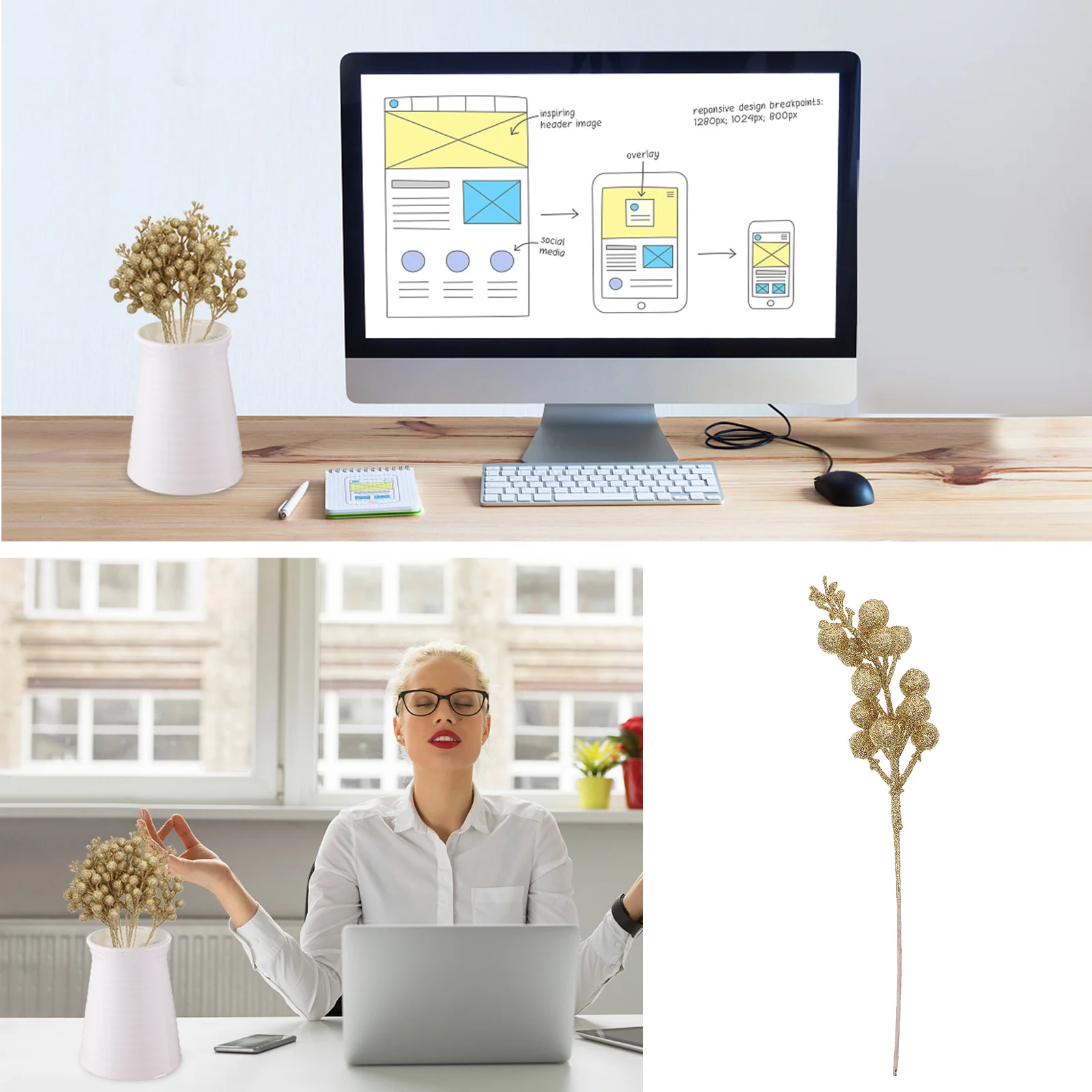 

10Pcs Simulation Berry Branches Fake Berries for Christmas Decor Centerpiece Holiday Party Decoration Artificial Holly Berry