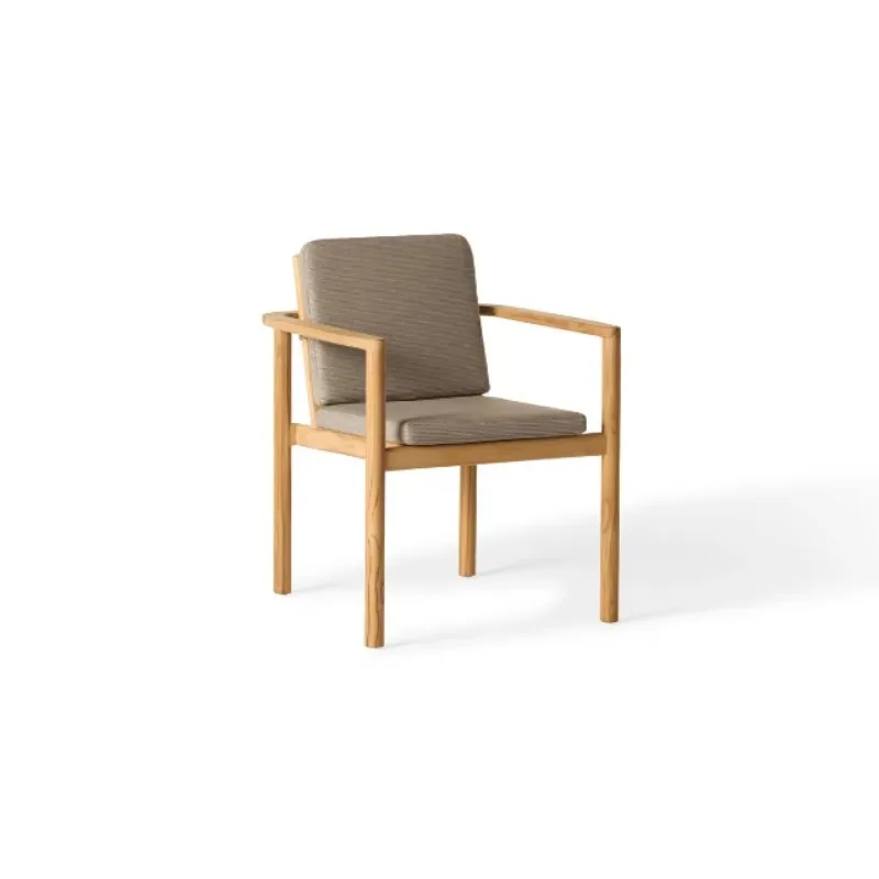 Solid Teak Wood Tropical Outdoor Dining Chair Eco-Friendly Waterproof Seat Cushion Villa Hotel Garden Patio Terrace 3 Year