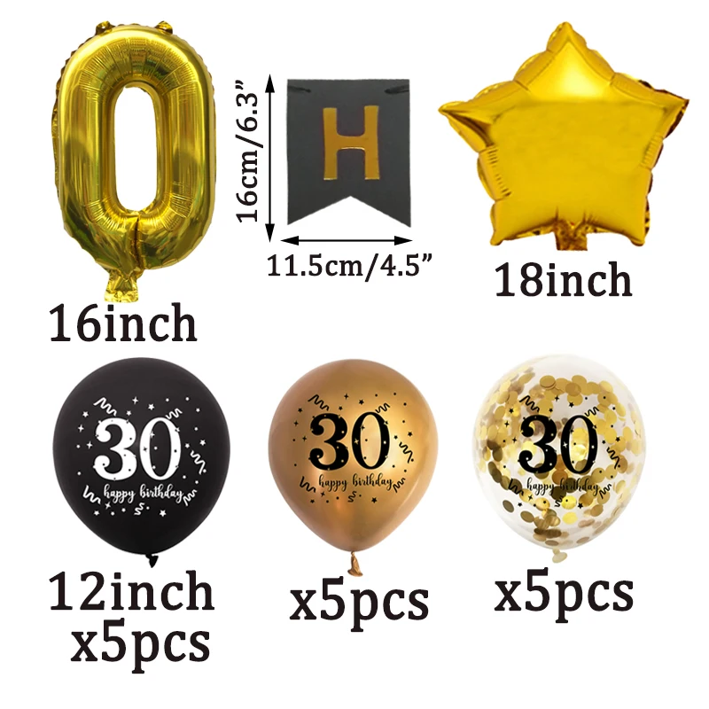 1set 30. 40. 50. 60. Papier Banner Latex Ballon Alles Gute Zum Geburtstag DIY Erwachsene Geburtstag Home Party Hintergrund Dekoration liefert – Detail 1