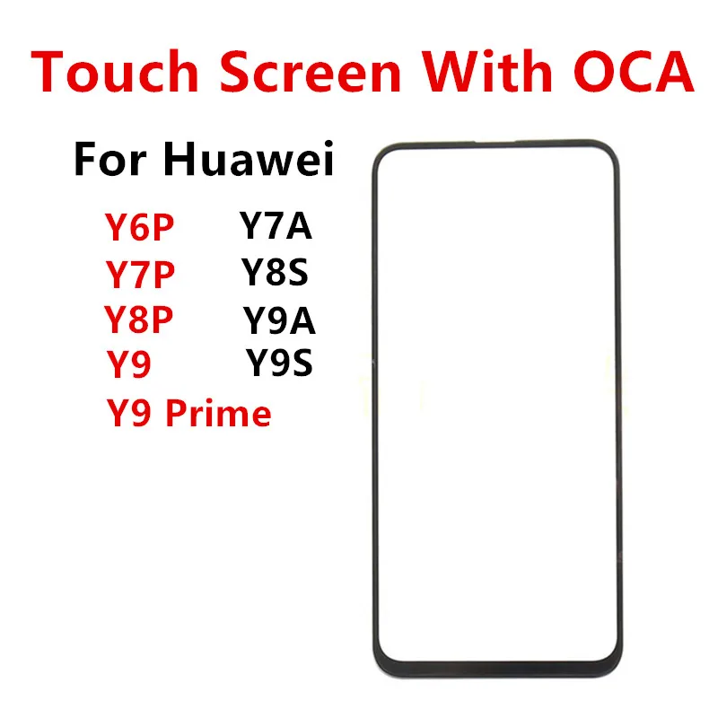 Сенсорный экран для Huawei Y6P, Y7P, Y7A, Y8P, Y8S, Y9, Y9A, Y9S Prime 2020, стеклянный ЖК-дисплей, объектив передней панели с клеем OCA