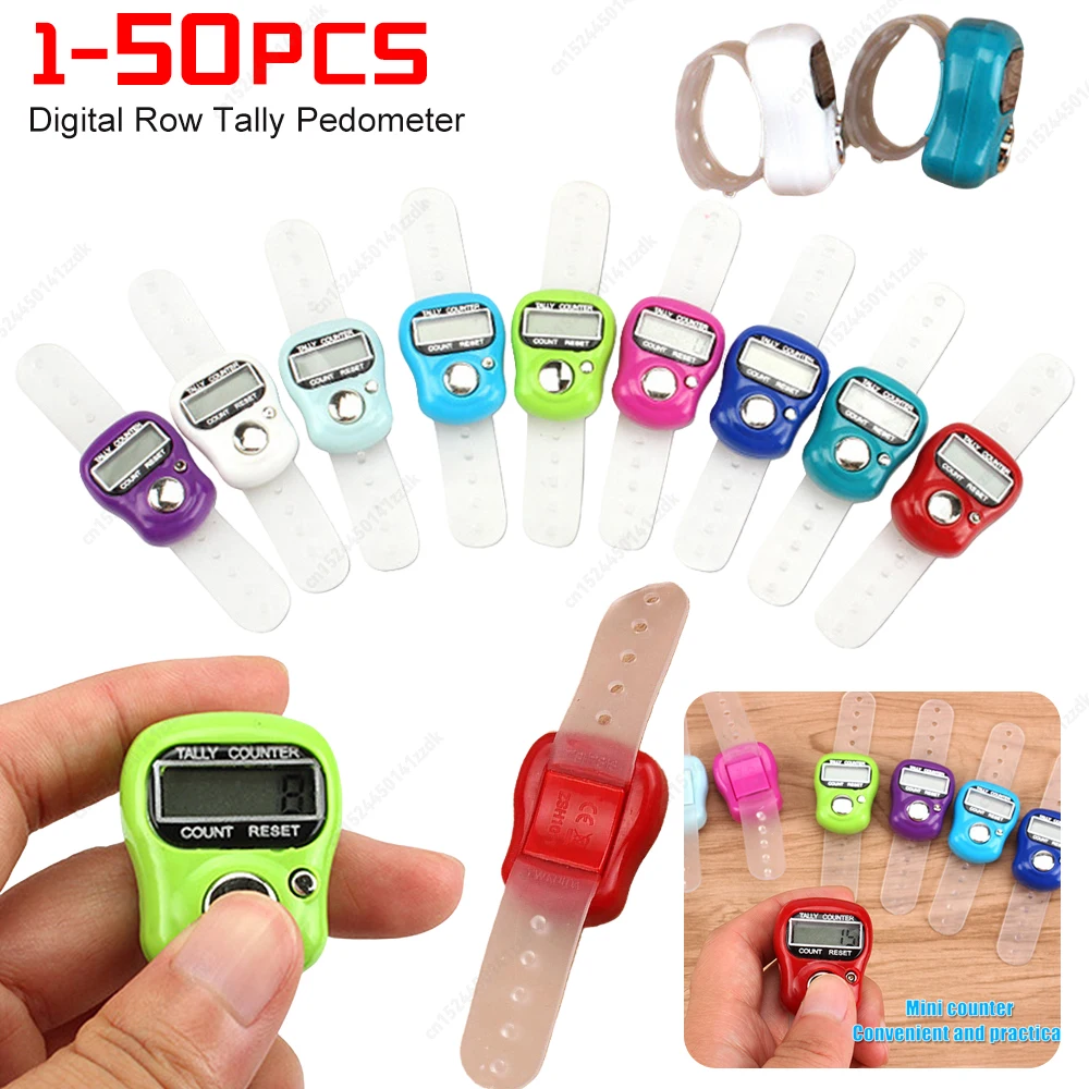 1-50pcs 5 Digital LED Electronic Handheld Tally Counter Clicker Counter Finger Counter Ring with Islamic Tasbih Bead