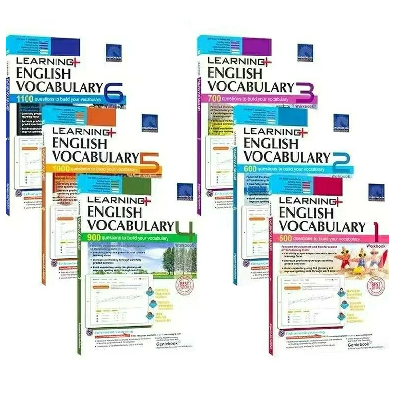 

6 Books/Set Of New Edition Singapore Vocabulary English SAP Vocabulary Learning Vocabulary Homework Education for Grades 1-6