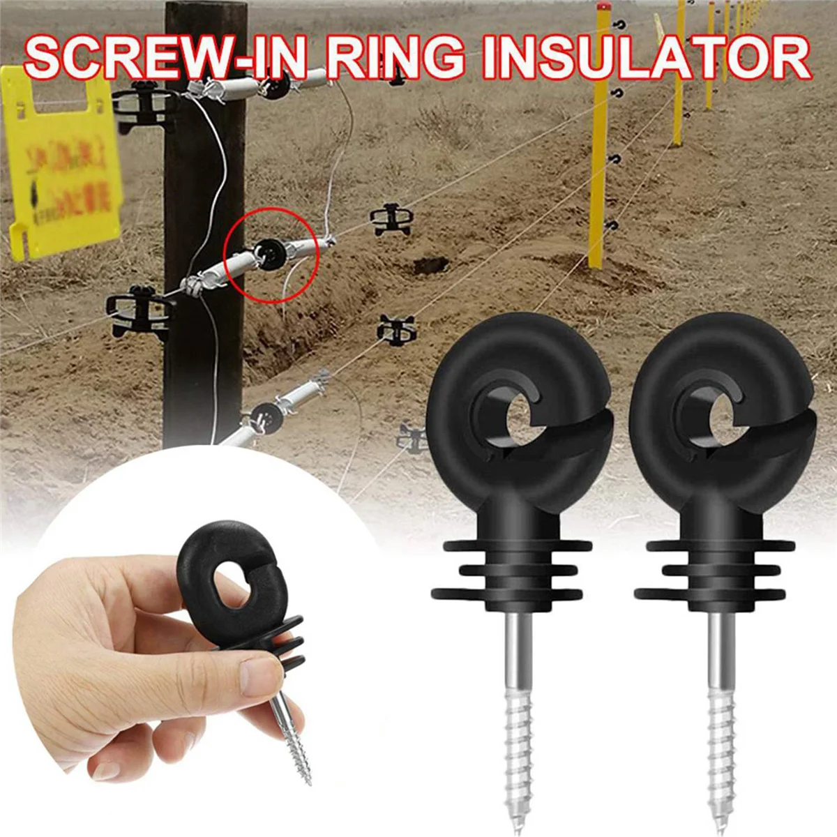 

25Pcs Electric Fence Insulator Screw-in Insulator Fence Ring Post Wood Post Insulator,Livestock Fence Accessories