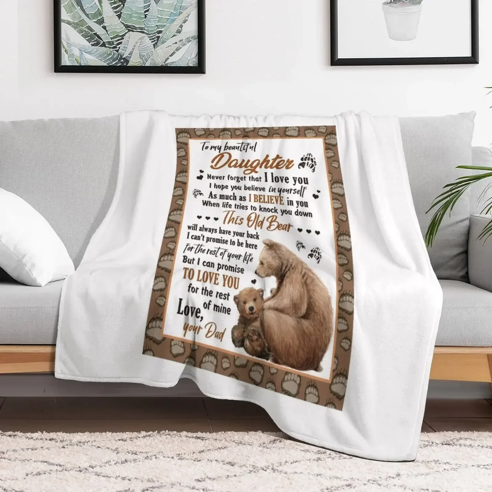 

Daughter From Dad Blanket This Old Bear Will Always Have Your Back Themed Design Throw Blanket Luxury Hairy Quilt Blankets