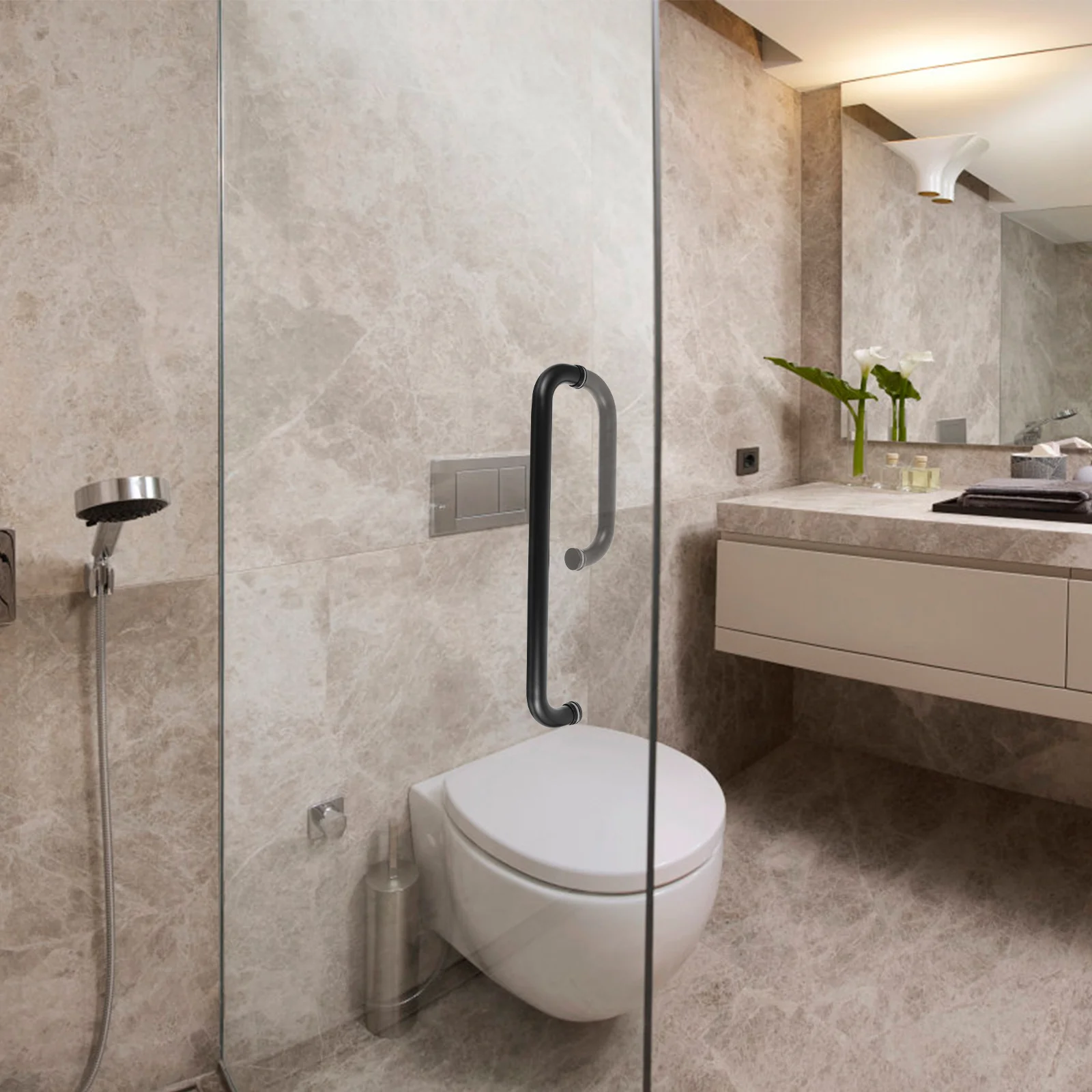 

Shower Door Handle Stainless Steel Reliable Sliding Glass Door Pull Replacement Handle Easy Install Pull Knob for Home