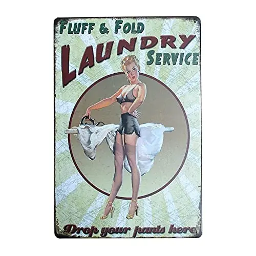 Metal Tin Sign Vintage Chic Art Decoration Laundry Service for Home Bar Cafe Farm Store Garage or Club ;