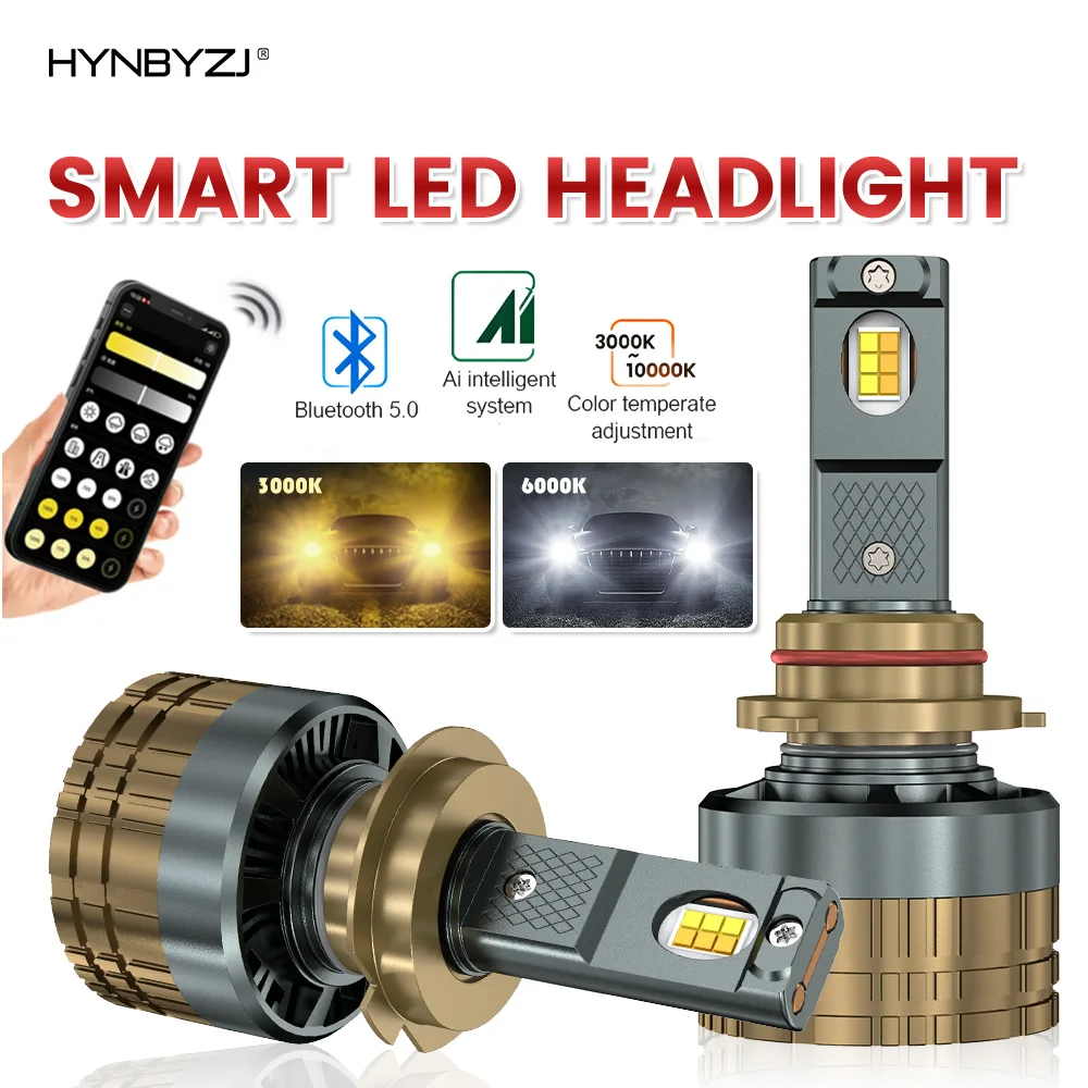 

APP H7 Control Car Headlight Bulbs H4 Turbo Headlight H1 H11 H3 9005 HB3 9006 HB4 LED Car Lights Bluetooth APP Control Color