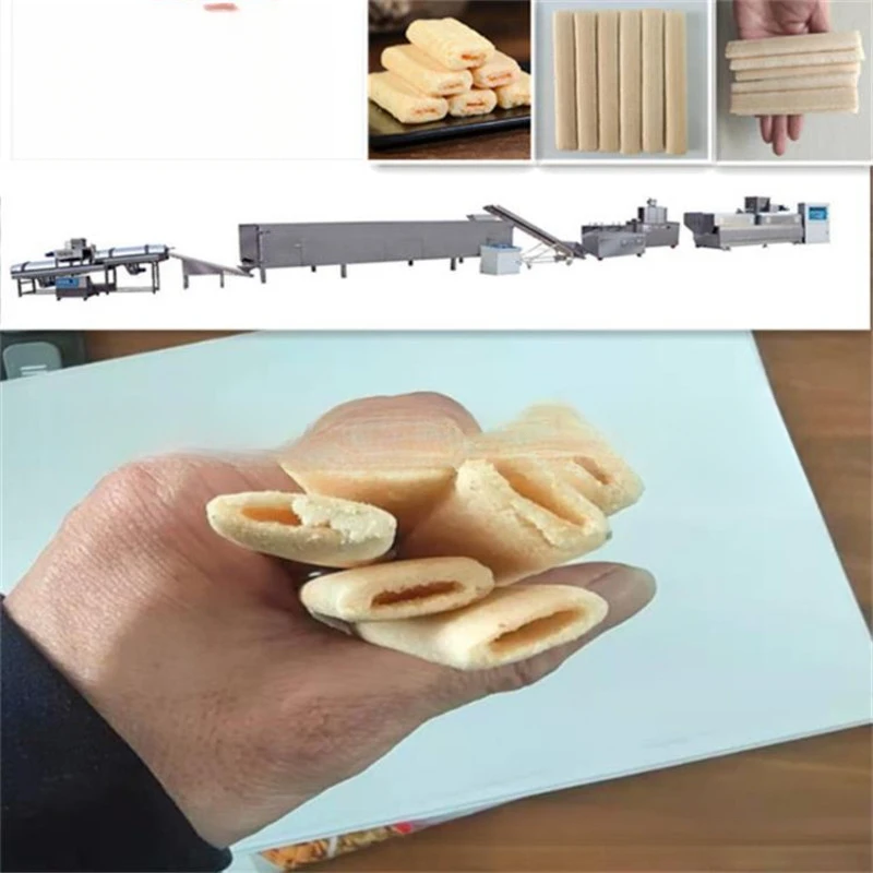 Filled Chocolate Cracker Sandwich Rice Cake Production Line Food Puffing Machine Small Food Puffing Machine
