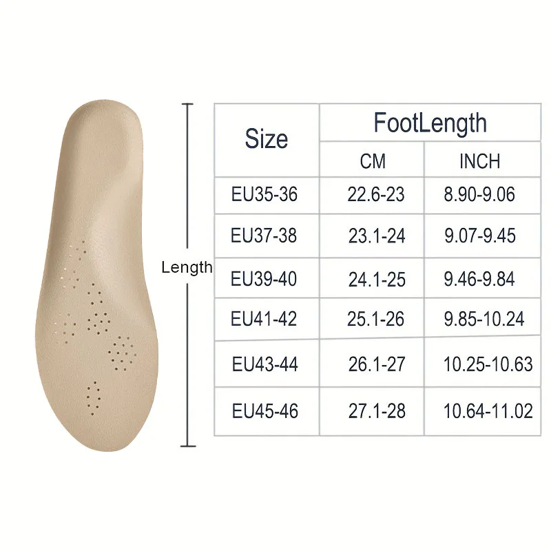 1/5Pairs Faux Leather Insole with High Elasticity Latex Arch Support Insoles Non-Slip Breathable Soft & Comfortable for Foot