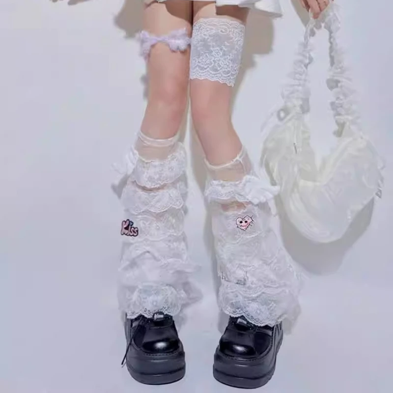 Original Design Layered Socks with Slightly Flared Versatile Hot Girl Lace Hollow Out Youthful Age-Reducing Leg Warmers ladies