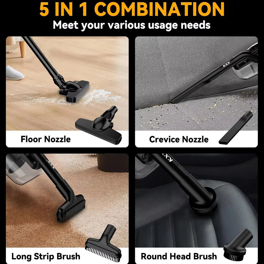 Electric Vacuum Cleaner 500W Powerful Motor, 46 CFM 5 in 1 Handheld Hand Vacuum HEPA2.0 filter for Dewalt 20V