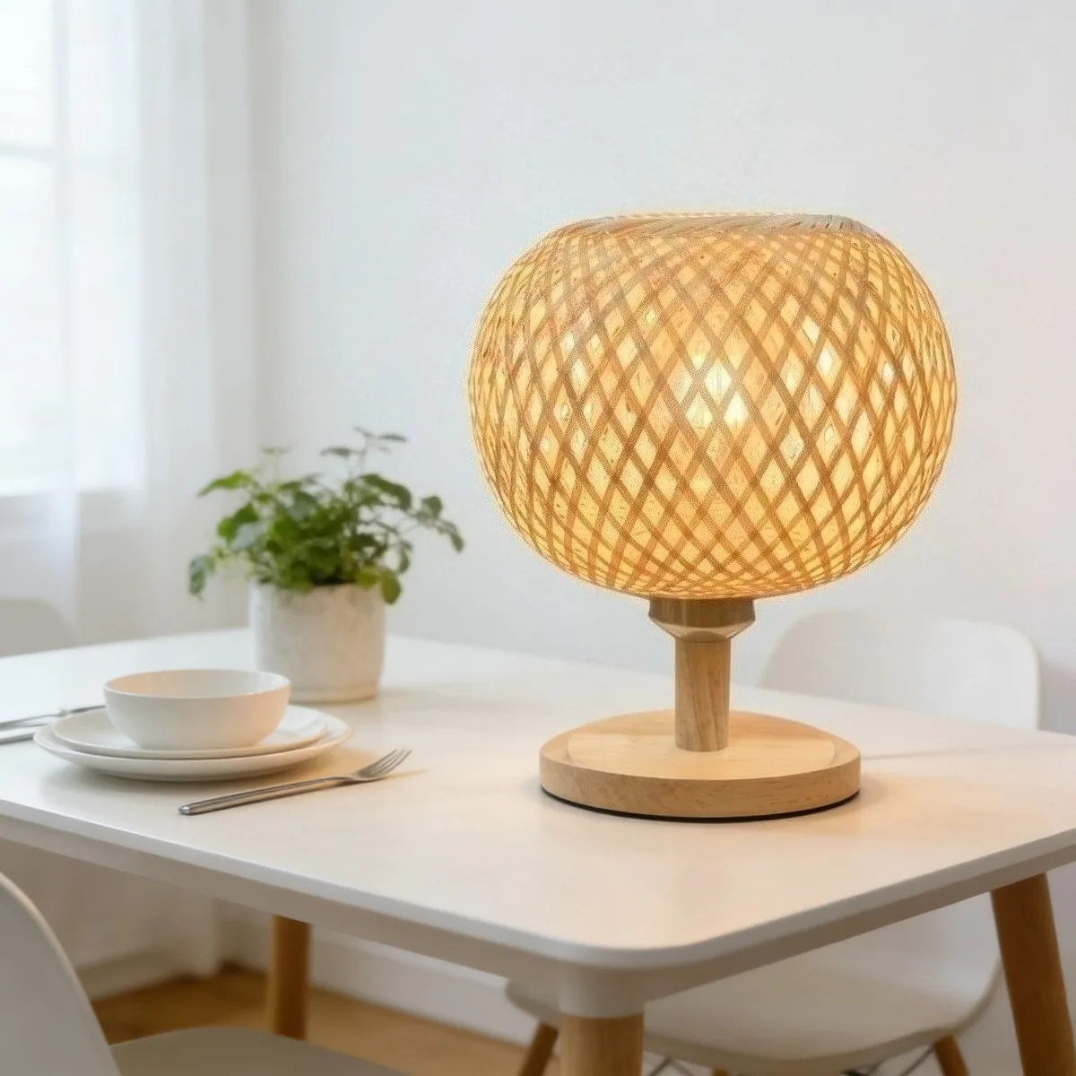 

JOYINLED 20cm Bamboo Ball Wall Sconces, E26/E27 Hand-Woven Natural Rattan Pendant Lighting / Ceiling Light Fixture / Desk Lamp