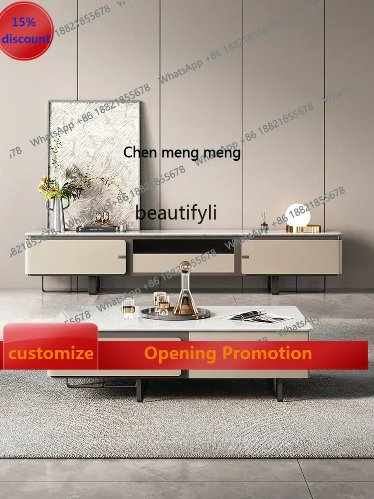 

B7304 ss Italian Marble TV Stand Minimalist Living Room Modern Minimalist Floor Cabinet Light Luxury Wall Cabinet
