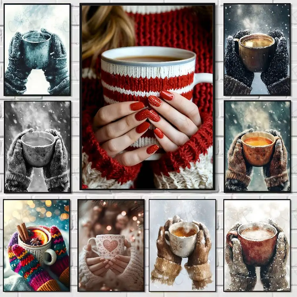 

Winter Style Coffee Christmas Poster Home Living Bed Room Bar Hallway Sticky Wall Art Printing Waterproof Aesthetic Decor