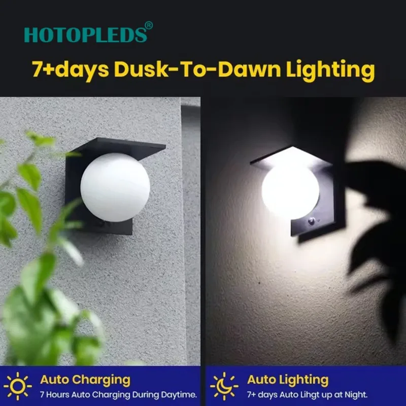 

Solar Spherical Wall Lamp Outdoor Waterproof Led Door Head Wall Lamp Courtyard Terrace Garden Lamp SWL-26