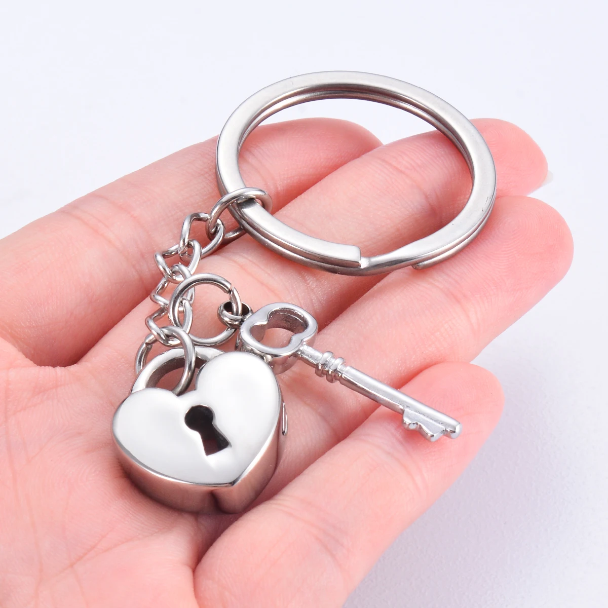 Stainless Steel Heart Key Lock Cremation Keychain Ash Memorial Keepsake Urn Jewelry with Funnel Kit Good Gift For Women Men