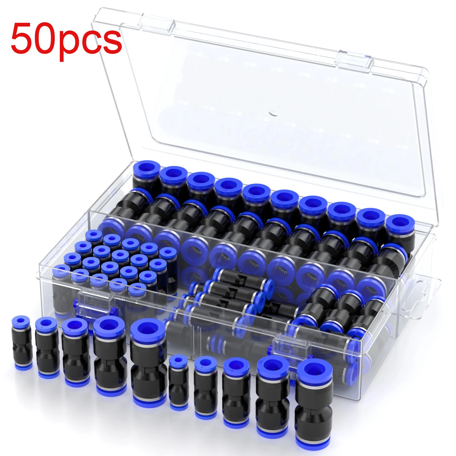 Conjunto de 50 Conectores Pneumáticos de Engate Rápido para Uso Industrial, Tubos e Mangueiras 4/6/8/10/12, Acessórios para Peças Pneumáticas