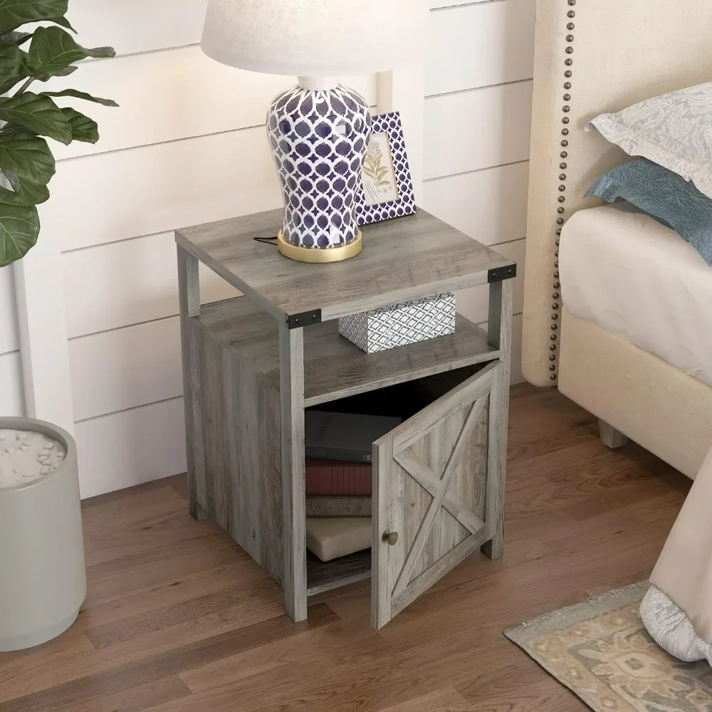 

Nightstand with Charging Station with Storage Side Table Nightstand with USB Ports and Outlets, Bedside Beside Table