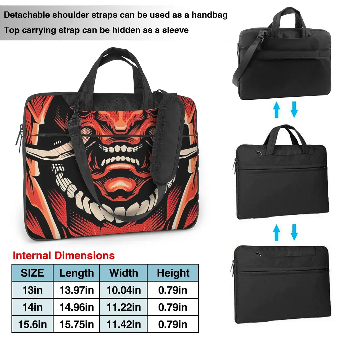 HANNYA SAMURAI DEsimplifié-Sac de protection vintage pour ordinateur portable, sacoche de vélo à bandoulière