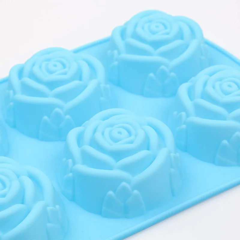 6-Cavity Silicone Flowers Shaped Mold Non Stick Silicone Jumbo Rose Mold for Candy Chocolate Jelly, Ice Cube – Roses