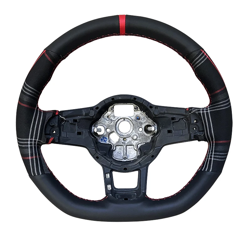 Hand Stitched Steering Wheel Cover for Gti Tartan Edition Volkswagen VW Golf MK7 GTI 7 GTD GTE 7 R 7 Polo (R-Line) 2013-2021