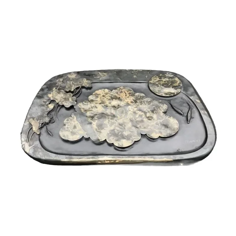 Stone carving tea tray Kung fu engraving pattern household retro tea table