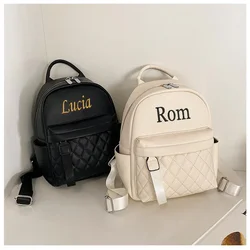 Embroidery Name Backpack Women's PU Bag Fashion Ladies Gift High Quality PU Backpack Personalized Girls Outdoor Small Backpack