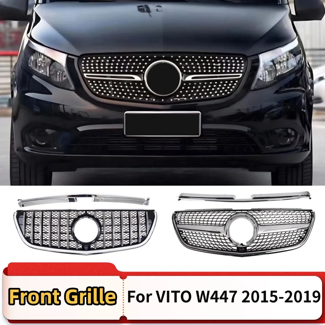 

For Mercedes Benz Vito W447 2015-2019 GT Stars Style Front Mask Grid Bumper Grille Inlet Grill Middle Mesh Tuning Accessories