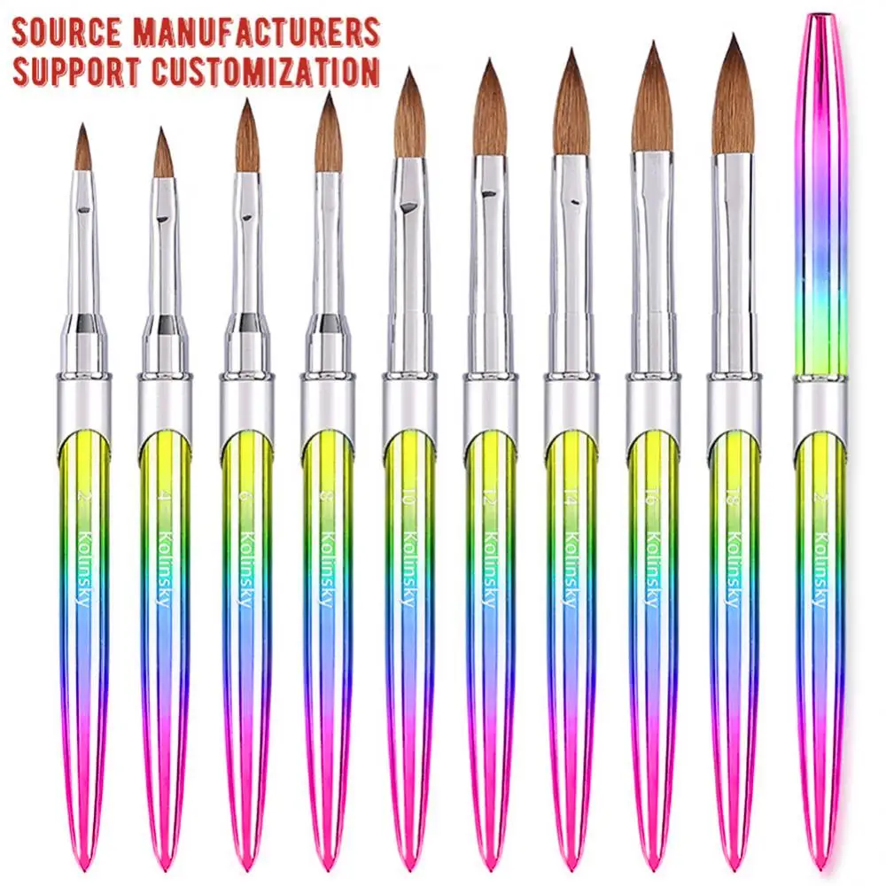 전문 아크릴 액체 네일 아트 펜 브러시, UV 젤 네일 아크릴 파우더, 네일 아트 브러시 매니큐어, 9 사이즈, 무료 배송