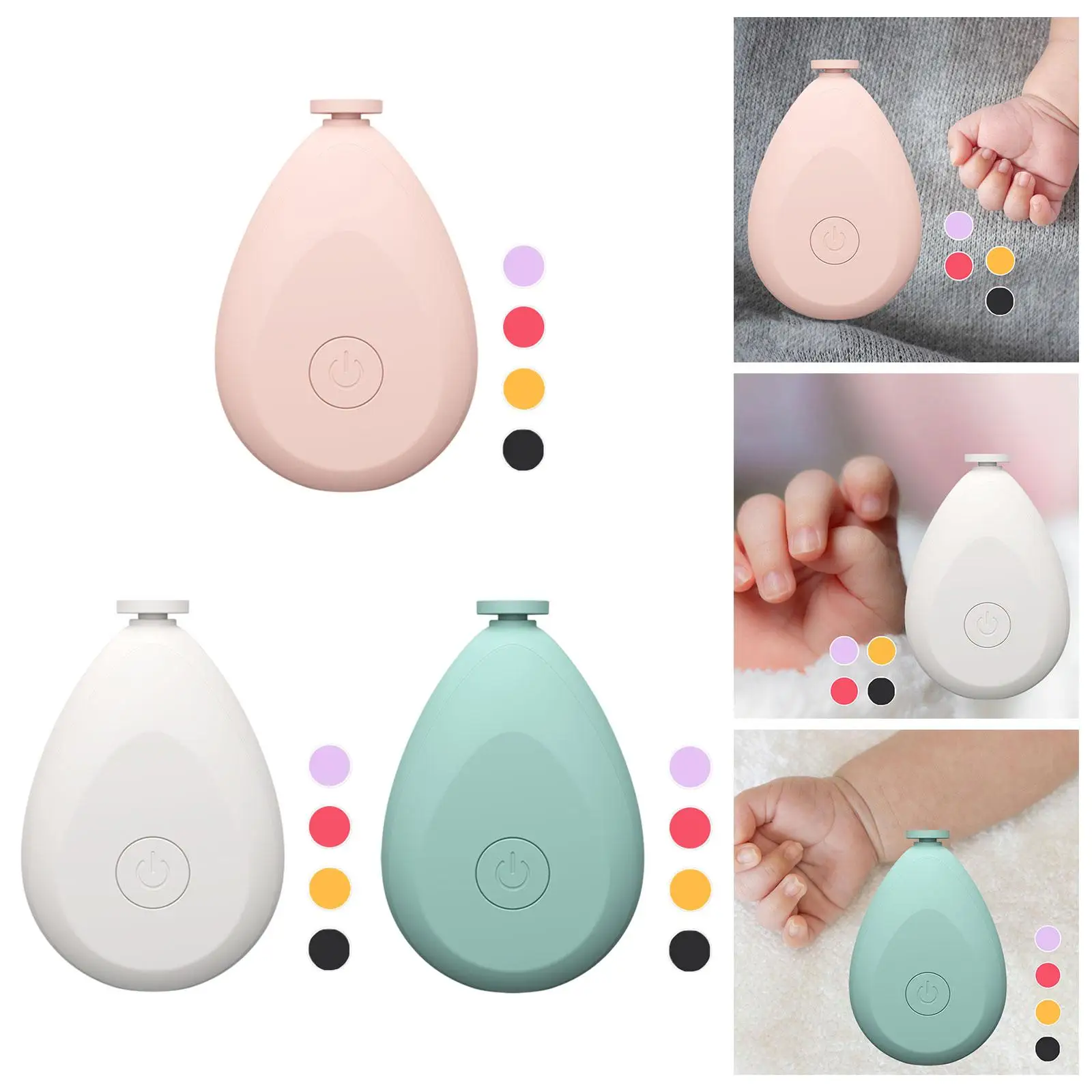 人間工学に基づいた電動ネイルトリマー、静音設計、赤ちゃん用爪やすり、幼児ケア用マルチヘッド付き