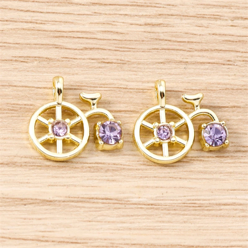 5 Stück 14x13mm Niedliche Kristall-Legierungs-Fahrrad-Anhänger für Schmuckherstellung, Halsketten, Ohrringe, Armbänder, DIY-Bastelzubehör – Detail 7