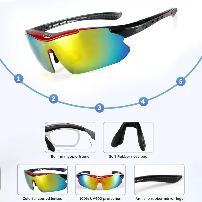 Prescription Cycling Sports Glasses, Polarizing Lenses, Fishing, Running, Climbing, Golf Diopter Goggles