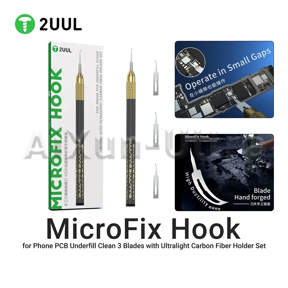 2UUL DA12  Phone PCB Underfill Clean Pen 3 with Blades for Motherboard IC Scraping Glue Disassemble Chip Removal Repair Tools