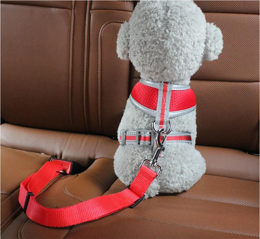 Car Dog Safety Buckle Pet Thickened Nylon Traction Elastic Leash Retractable Car Seat Belt Manufacturer