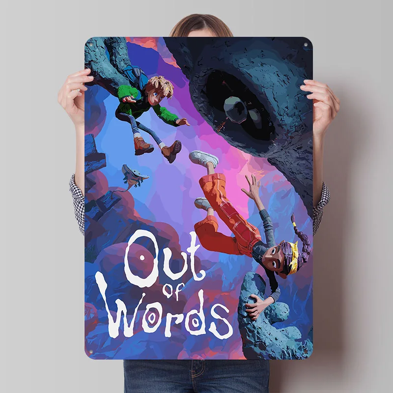Out of Words Game Cover Art Metallposter, individuelle Wandkunst, Retro-Vintage-Blechschilder für Fans, Schlafzimmerdekoration, Garage