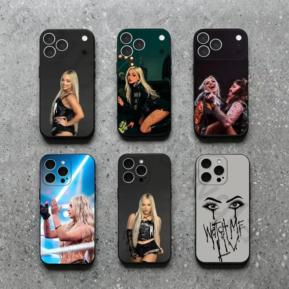 Funda de Silicona Suave Negra L-Liv Morgan para iPhone 17, 16, 15, 14, 13, 12, 11, Plus, Pro Max, XS, X, XR, SE, Mini
