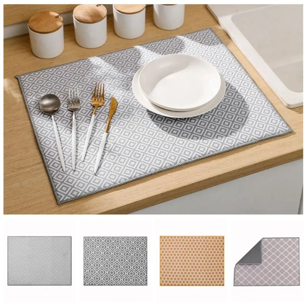 Dinnerware Rug Insulation Microfiber Dish Drying Mat Absorbent Thickened Draining Mat Breathable Drain Pad Kitchen