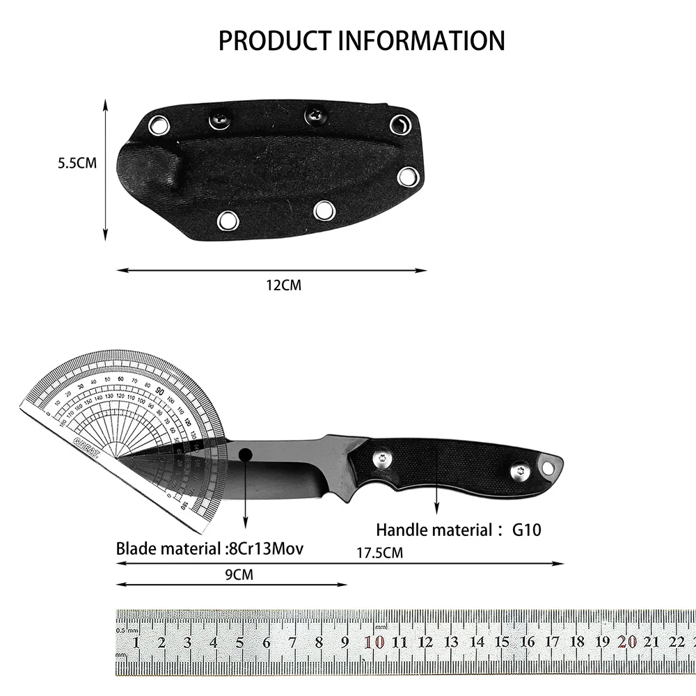 2025 الدفاع عن النفس سكين ثابت 8Cr13Mov بليد G10 مقبض صلابة عالية في الهواء الطلق أدوات تكتيكية لحفظ الحياة السكاكين التخييم الصيد أداة