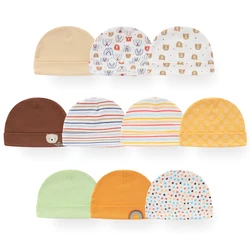 New Born Baby Boy Hats 3/5Pieces Cotton Baby Girls Hats Cartoon 0-6Months Unisex Soft Solid Color Infant Accessories