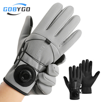 GOBYGO 1Pair Ski Gloves Water-Resistant Fabric Adjust The Tightness Turning The Knob Anti-Slip Silicone Winter Outdoor Cycling