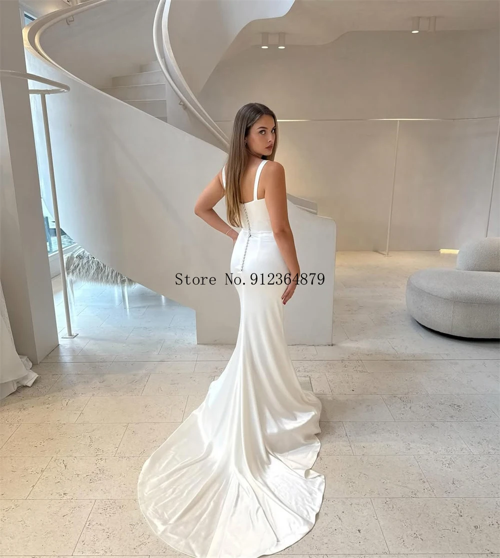 Customized Strapless Satin Mermaid Wedding Dress with Corset Bodice and Long Train Elegant Bridal Dress for Modern Brides