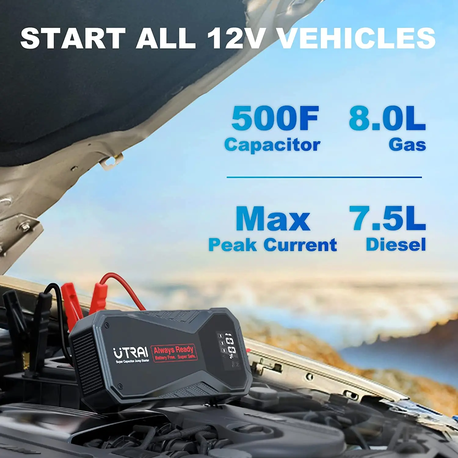 Imagem -02 - Super Capacitor Car Jump Starter Trabalho Under 40 Graus sem Bateria Dentro do Booster Seguro Atacado 1000a