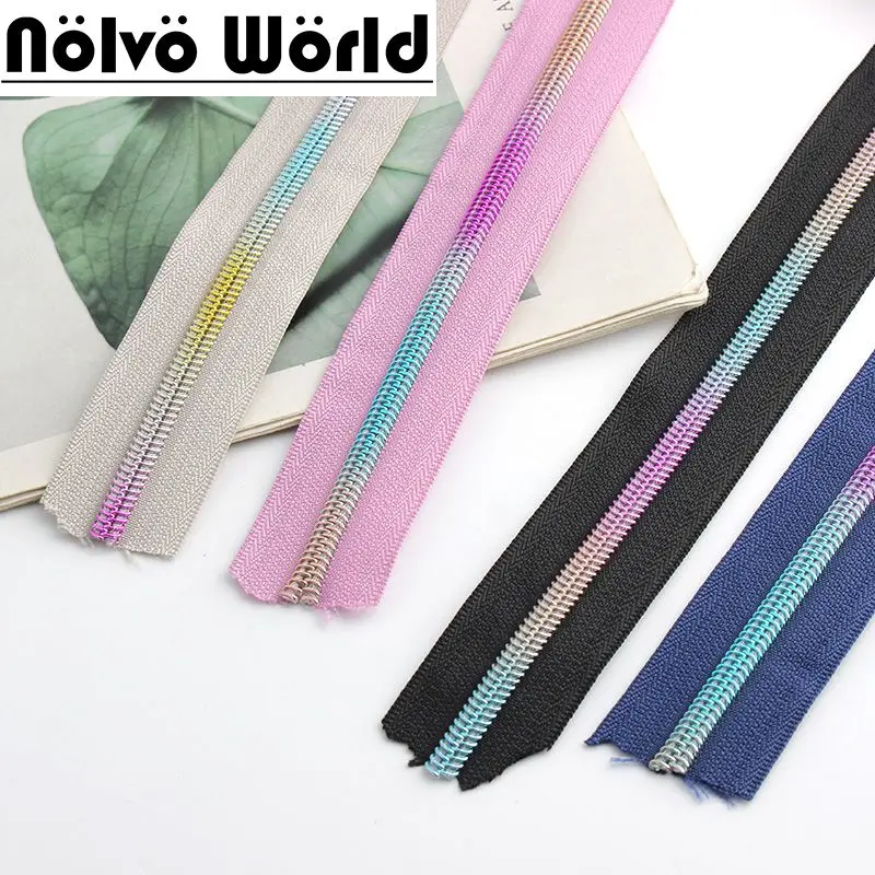 30-100 Yards 5# 32mm 8 Colors Zippers Tape Rainbow Nylon Teeth Coil Repair Kit DIY Sewing for Clothing Bags Accessories