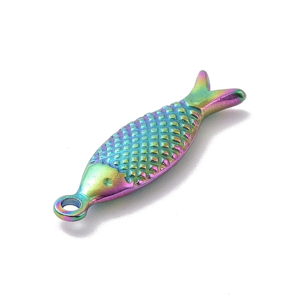 PandaHall 10 Stück Anlaufgeschützter 304 Edelstahl Schlanker Realistischer Fisch-Anhänger, 21x6x2,5mm, 1,5mm Loch für Schmuckherstellung ﻿ – Detail 4