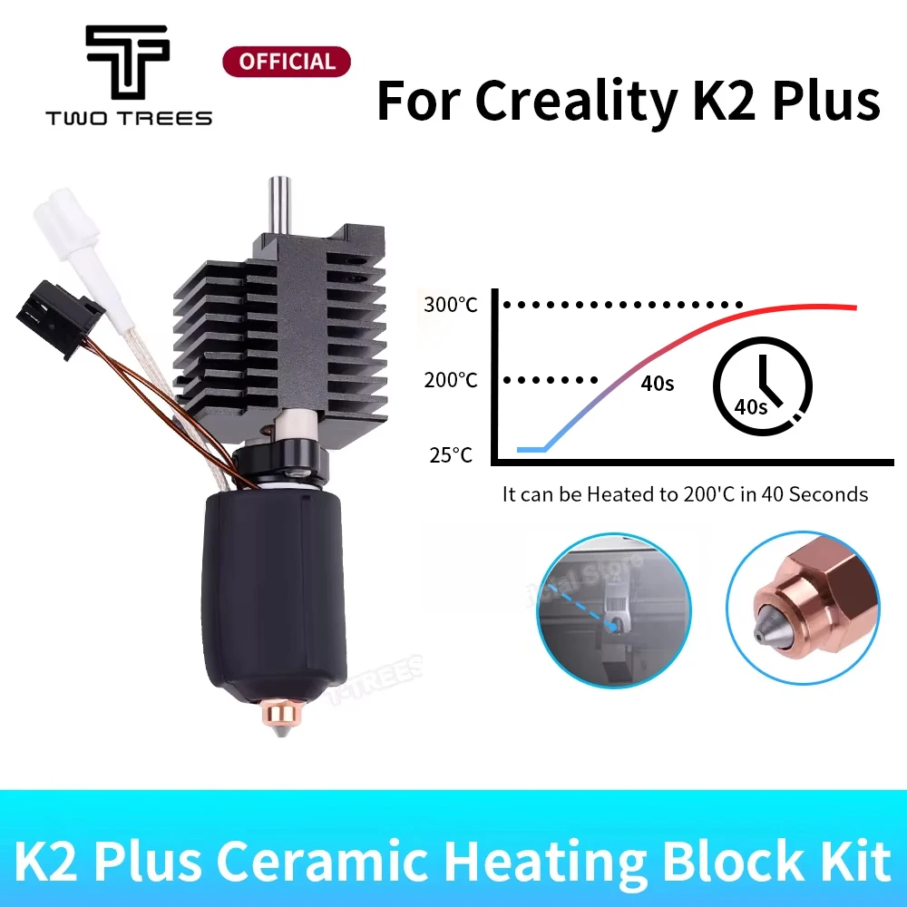 K2 Plus Hotend-Kit für Creality K2 Plus Hochgeschwindigkeits-3D-Drucker mit 0,4-mm-Düse, Keramik-Heizblock-Kit und Schnellwechsel-Düse